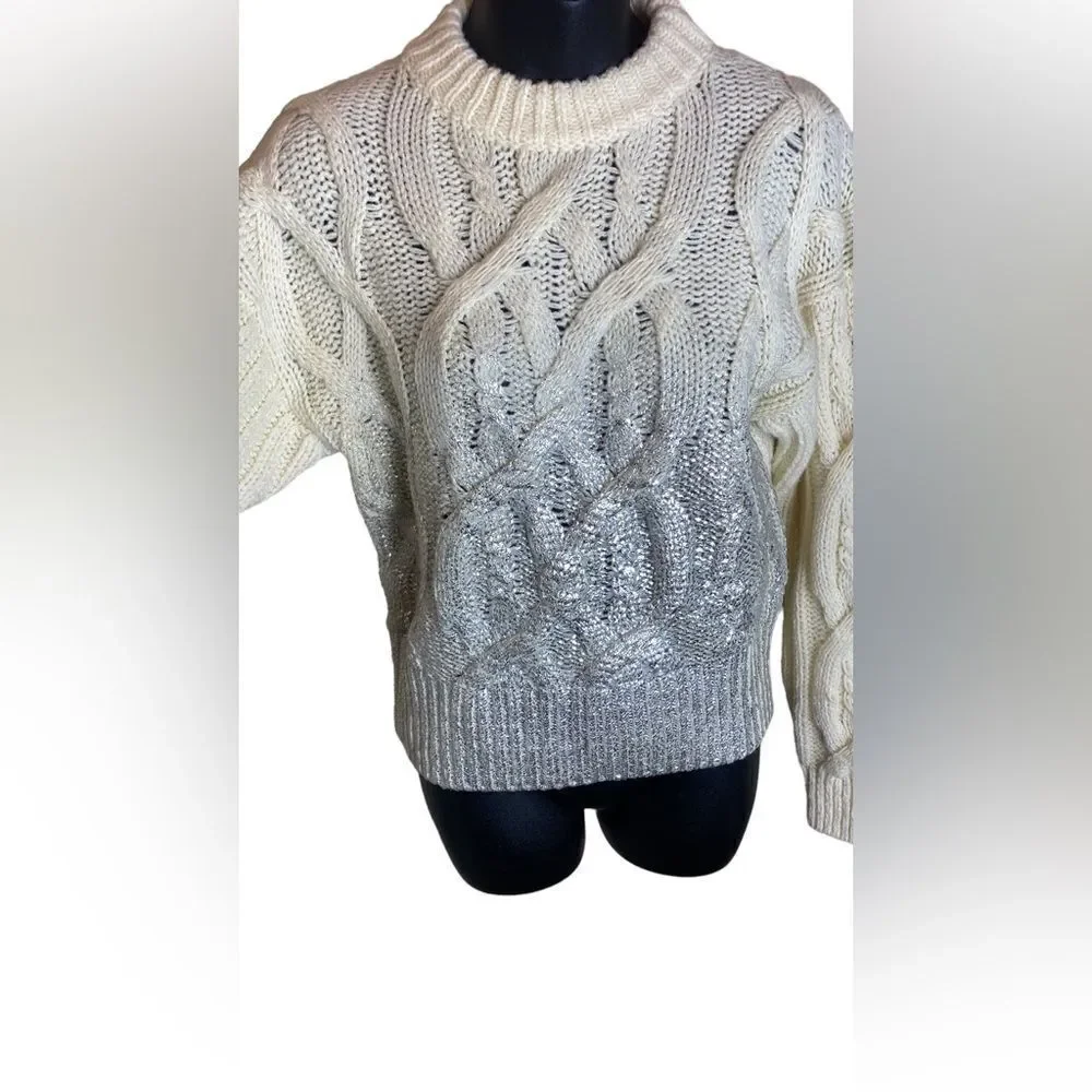 Pinko‎ etiope cable knit wool blend sweater thick chunky fisherman small new